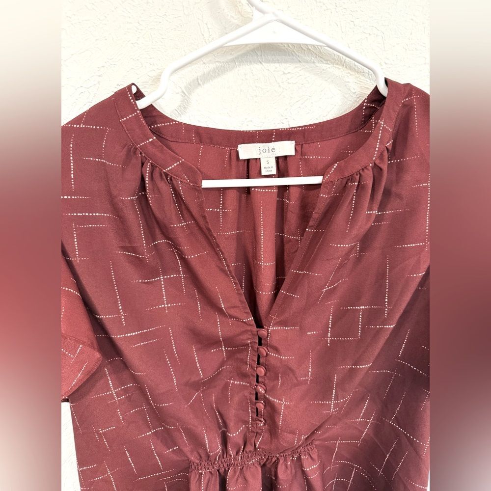 Joie Crisbell Flutter Sleeve Ruffle Button Top V-… - image 3